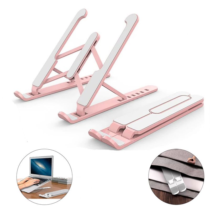 GENERICO - Soporte o base plegable para Laptop - ligero fácil de llevar - Rosado