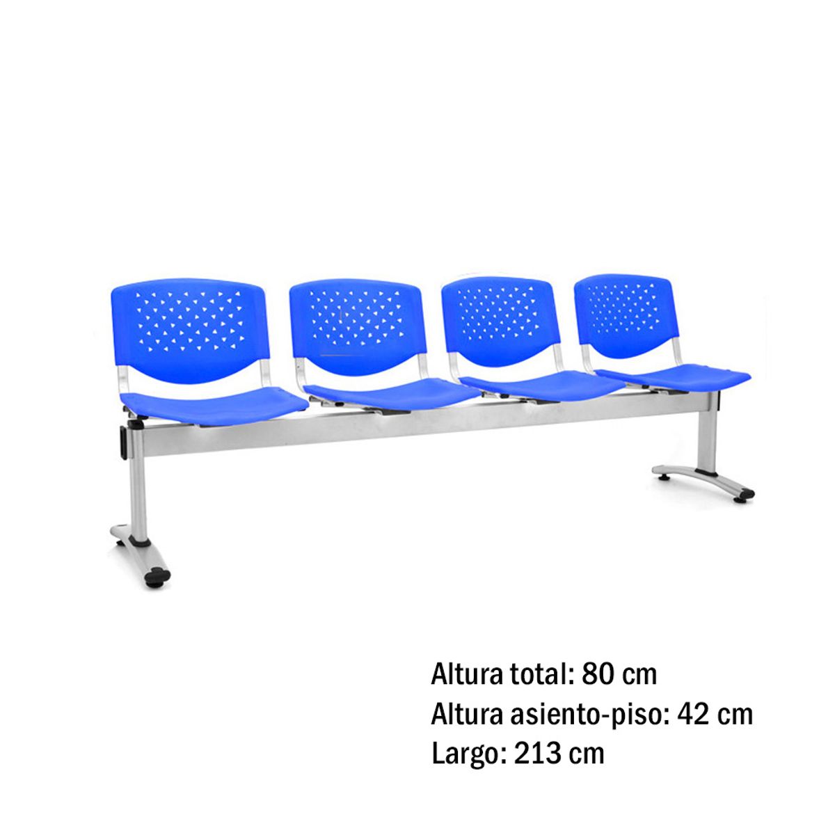 OFIDEAS - Butaca De Espera - Tandem Prisma 4 Cuerpos Color Azul Ofideas