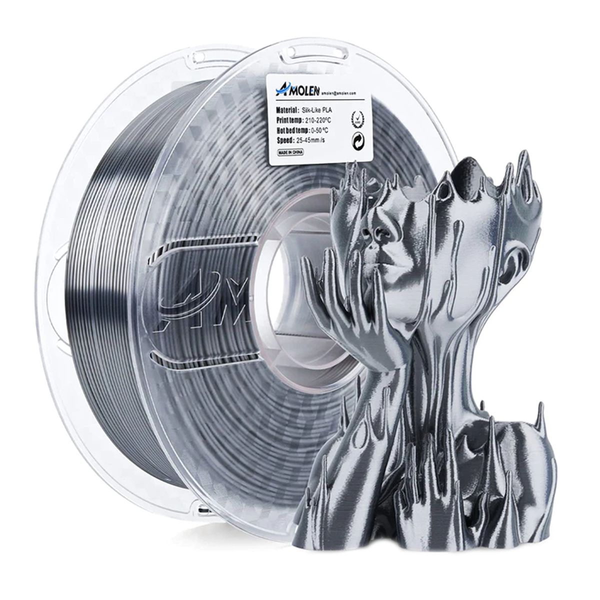 AMOLEN - Filamento Seda Metálico PLA para impresora 3D color Plata