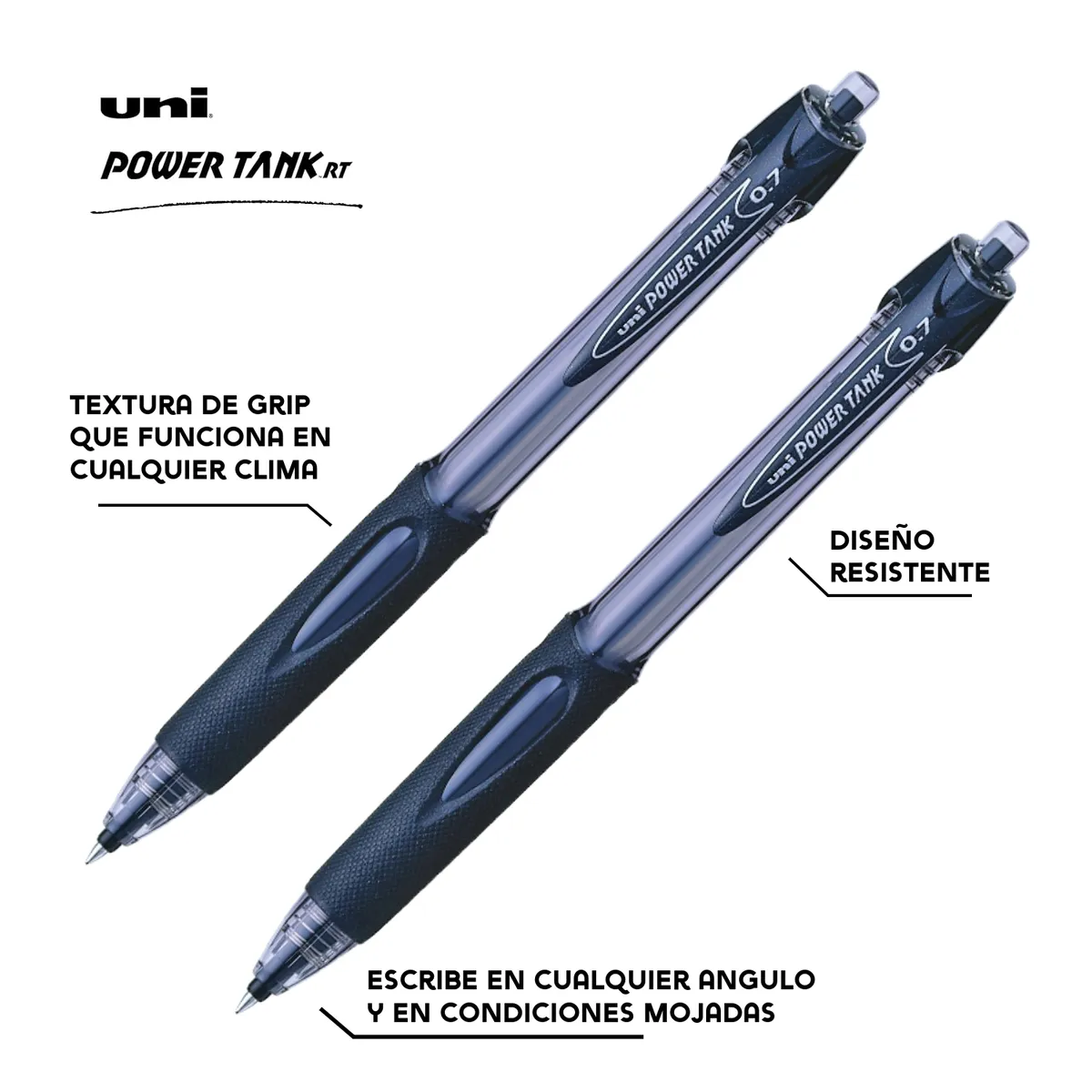 UNI BALL - UNI SN-227 Bolígrafo Tinta Seca POWER TANK Negro Pack x 2