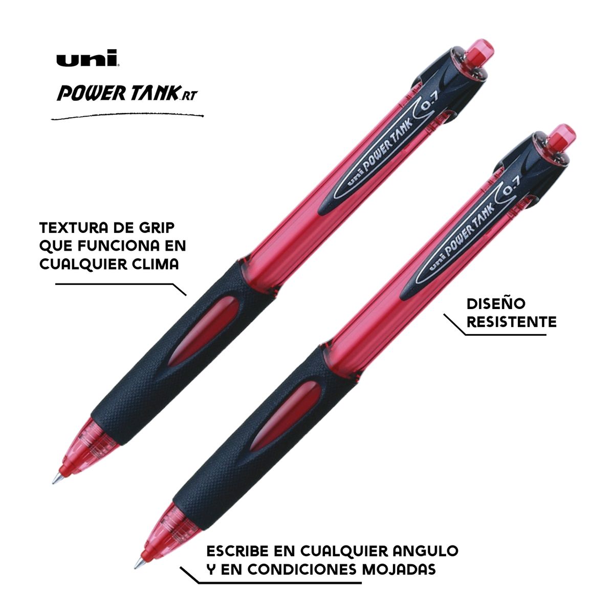 UNI BALL - UNI SN-227 Bolígrafo Tinta Seca POWER TANK Rojo Pack x 2