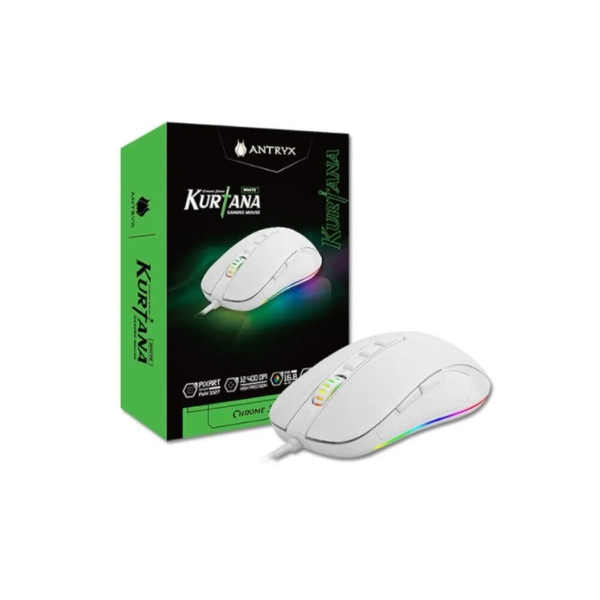 ANTRYX - MOUSE GAMING ANTRYX CHROME STORM KURTANA AGM-6200W WHITE RGB