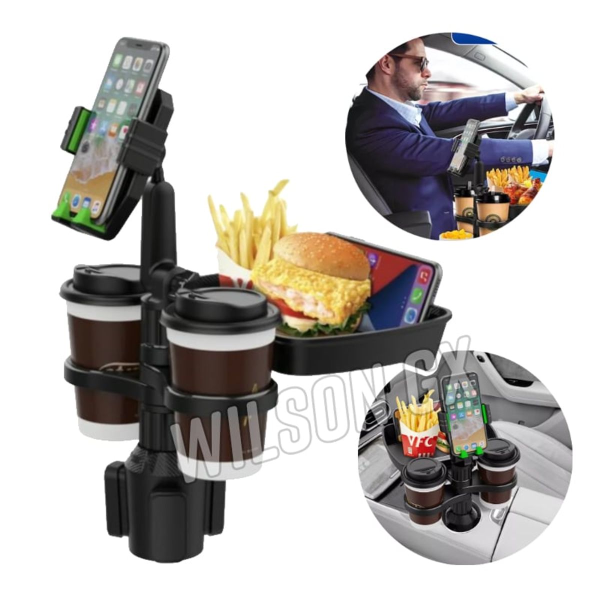 GENERICO - Soporte Organizador Bandeja Porta Botellas Celular Para Autos 4 En 1