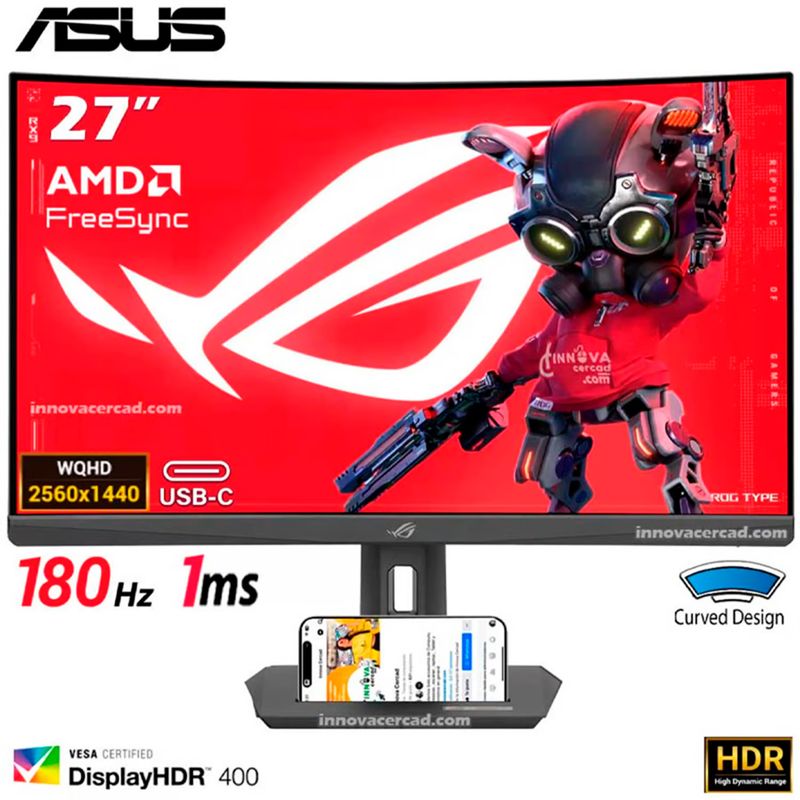 ASUS - Monitor Gaming ASUS ROG Strix XG27WCS 27 560x1440 Fast VA Curvo