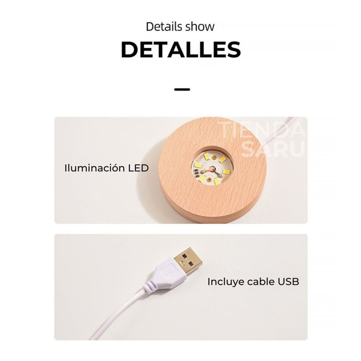 GENERICO - Esfera de Cristal LED Astronauta 3D con Base de Madera