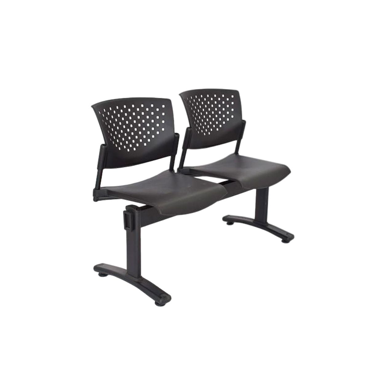 OFIDEAS - Banqueta De Espera Butterfly 2 Asientos Negro Estructura Negro Ofideas