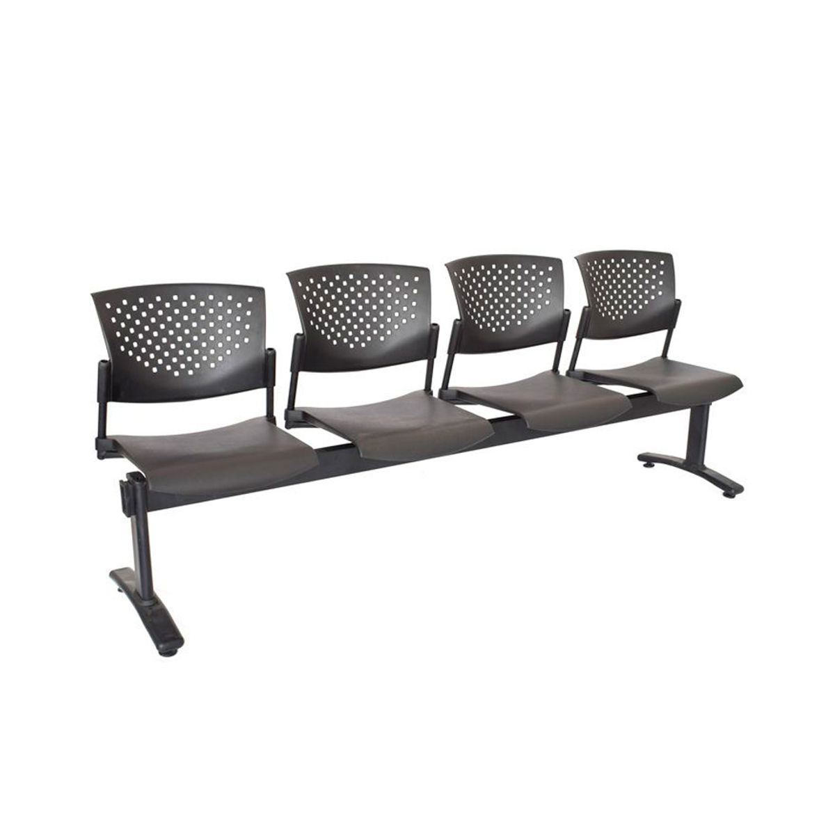 OFIDEAS - Banqueta De Espera Butterfly 4 Asientos Negro Estructura Negro Ofideas