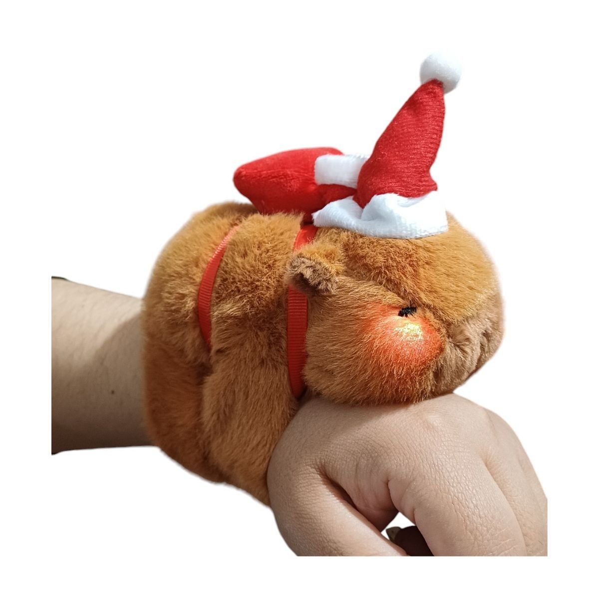 GENERICO - Capibara Brazalete Peluche Navideño con Luz y Sonido