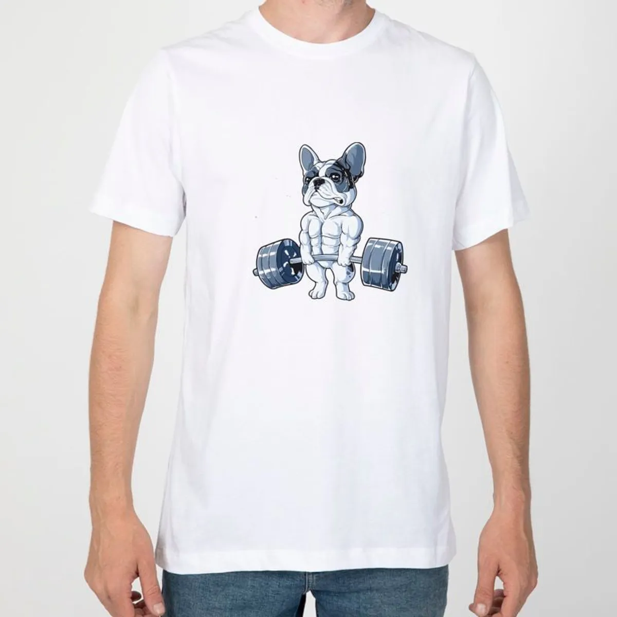 GENERICO - Polo Hombre manga corta diseño gym Tunes - Blanco