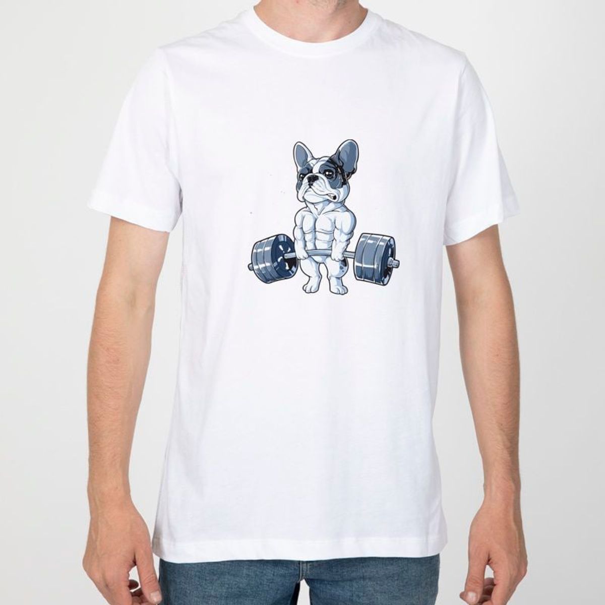 GENERICO - Polo Hombre manga corta diseño gym Tunes - Blanco