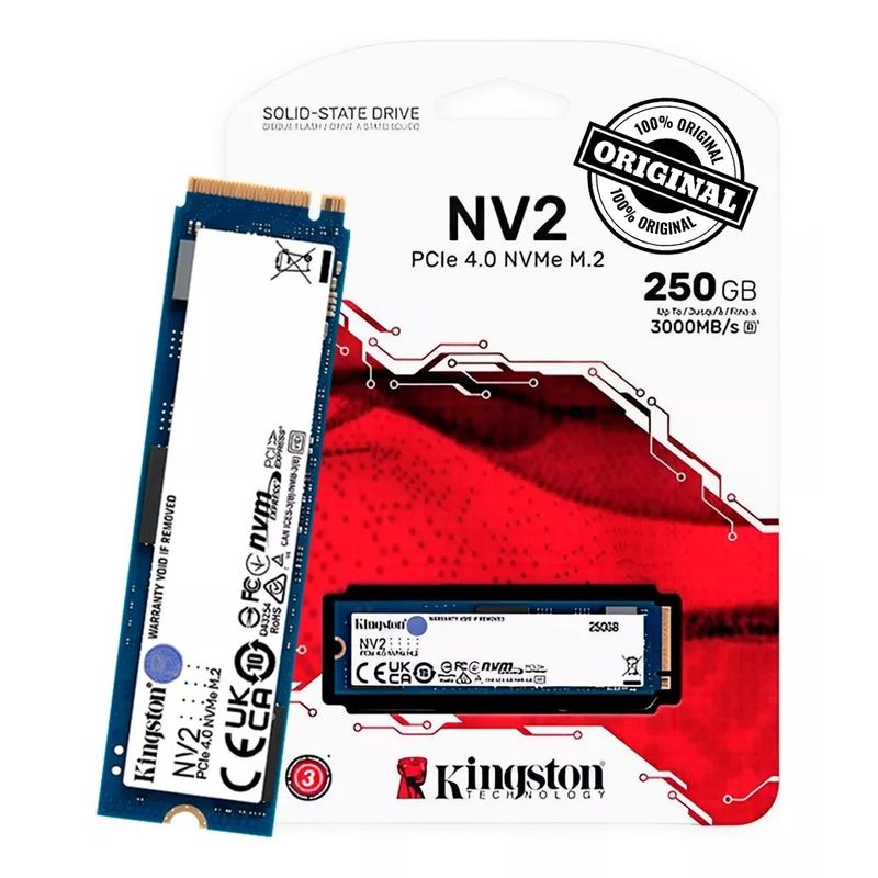 KINGSTON - Disco Solido Ssd 250gb M.2 Kingston Nv2 Pcie 4.0 Nvme Pc