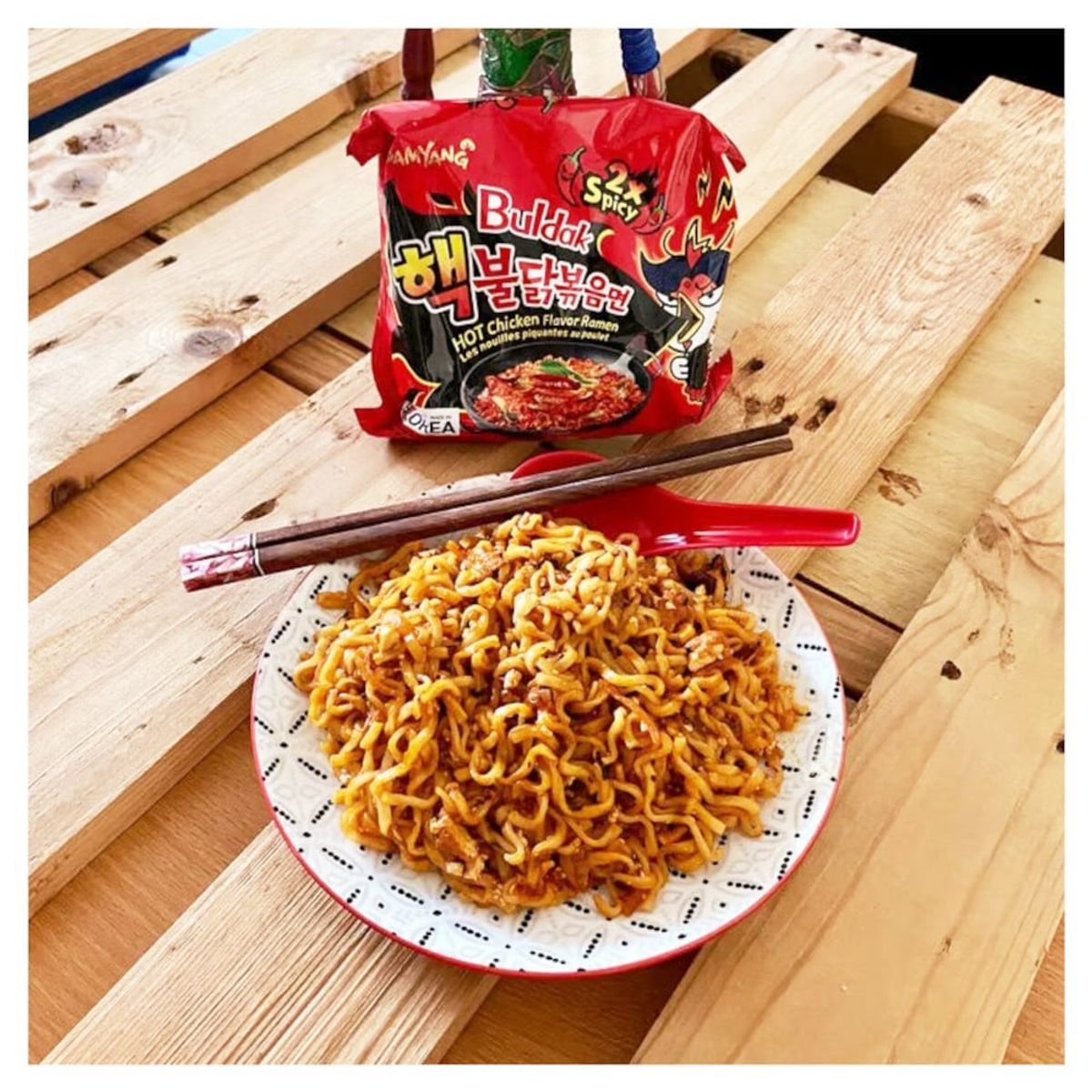 GENERICO - Pack 2u Fideos Ramen Buldak Sabor Pollo Doble Picante 140gr