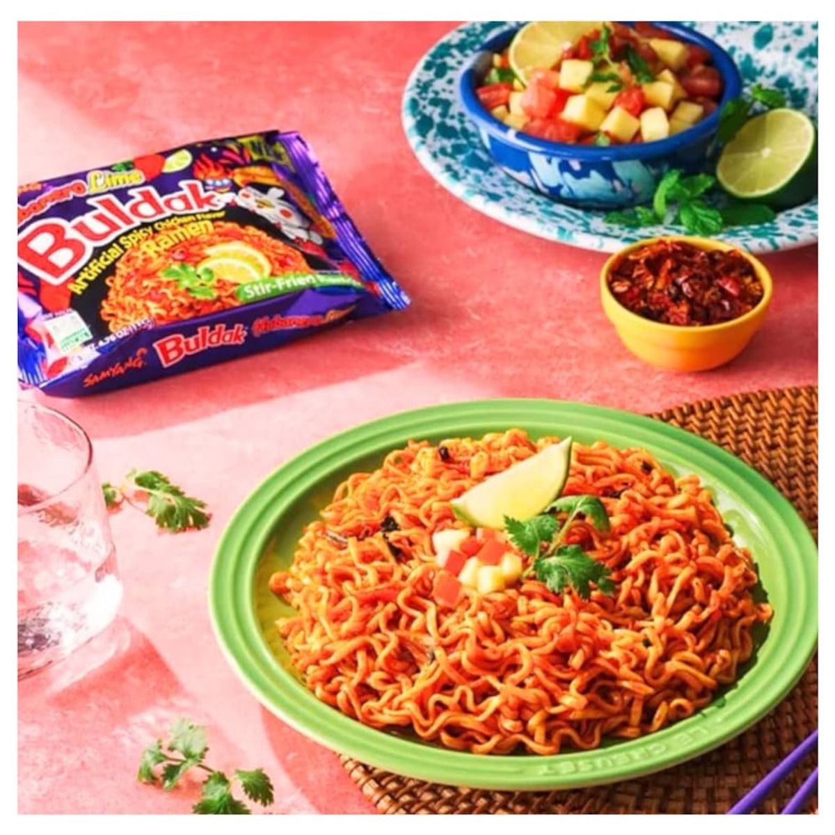 GENERICO - Pack 2u Fideos Ramen Buldak Sabor Aji Habanero y Limon 135gr