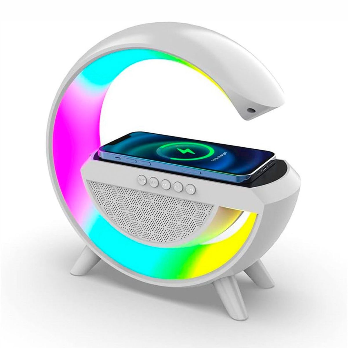 Parlante Lampara RGB Cargador Inalámbrico Radio 4 en 1 y Bluetooth, marca GENERICO - Foto Principal