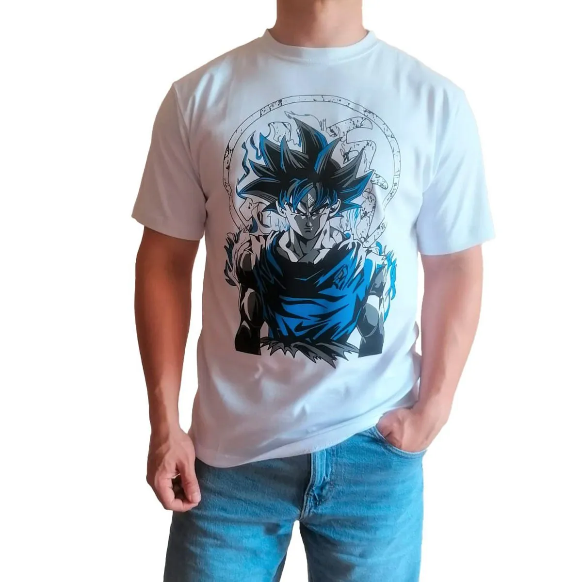 GENERICO - Polo Hombre manga corta diseño DBZ - Blanco