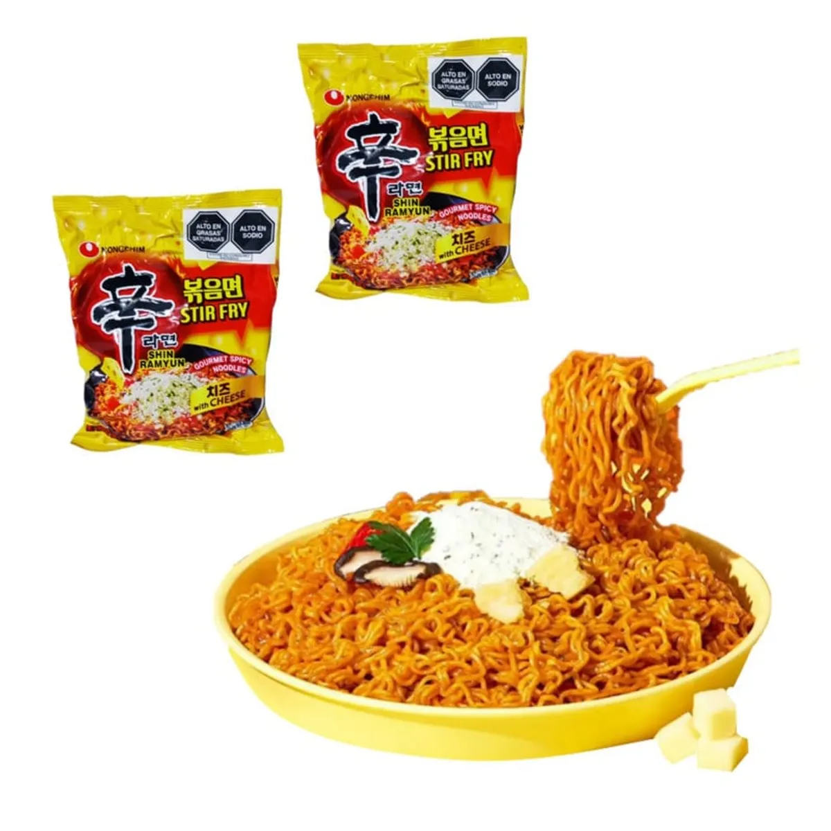 GENERICO - Pack 2u Fideos Ramen Sabor Picante Con Queso 136gr Nong Shim