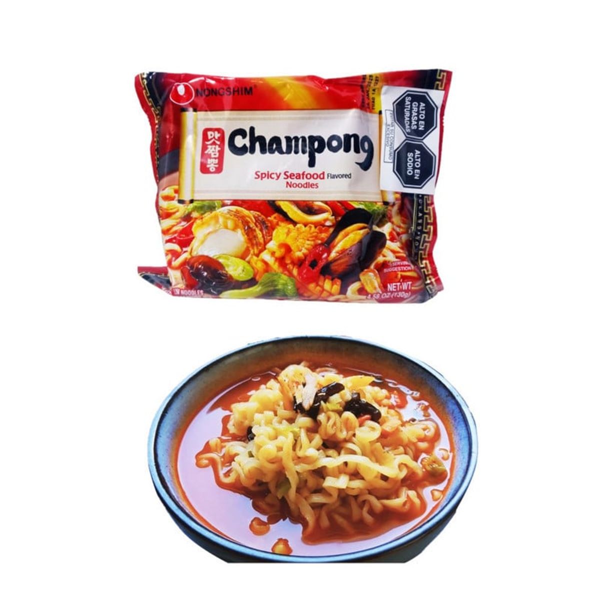 GENERICO - Fideos Ramen Champong Sabor Mariscos Picante 130gr Nong Shim
