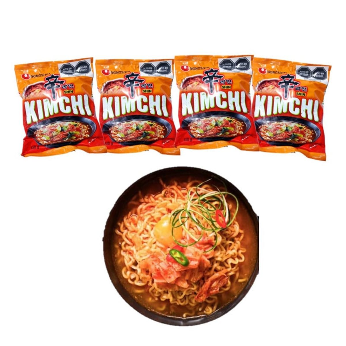 GENERICO - Pack 4u Fideos Ramen Sabor Kimchi 120gr Nong Shim