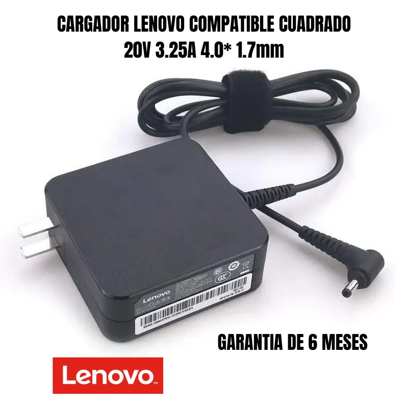 GENERICO - CARGADOR LENOVO COMPATIBLE CUADRADO 20V 3.25A 4.0 1.7