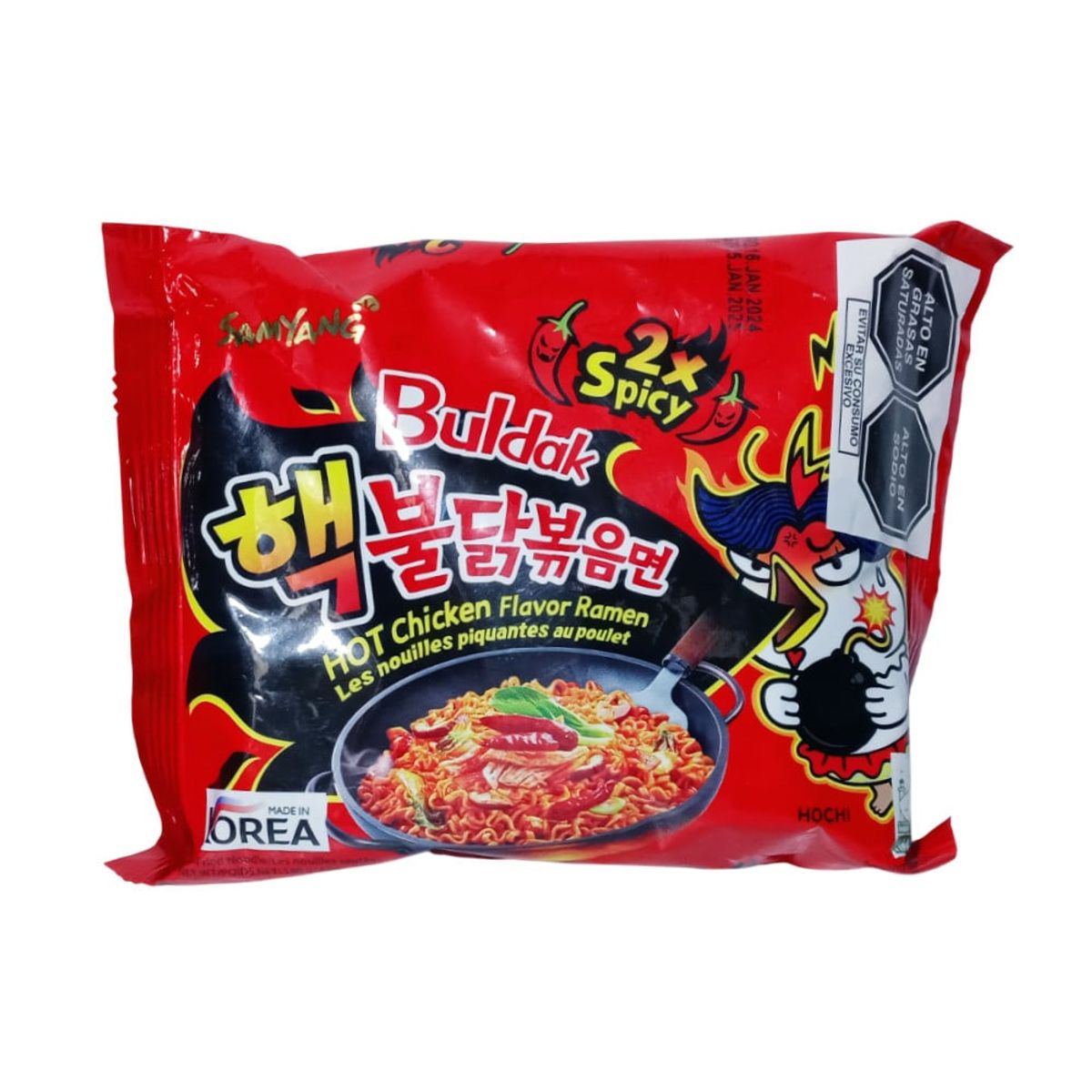 GENERICO - Pack Fideos Ramen Buldak 4u Kimchi Salsa Tomate y Picante