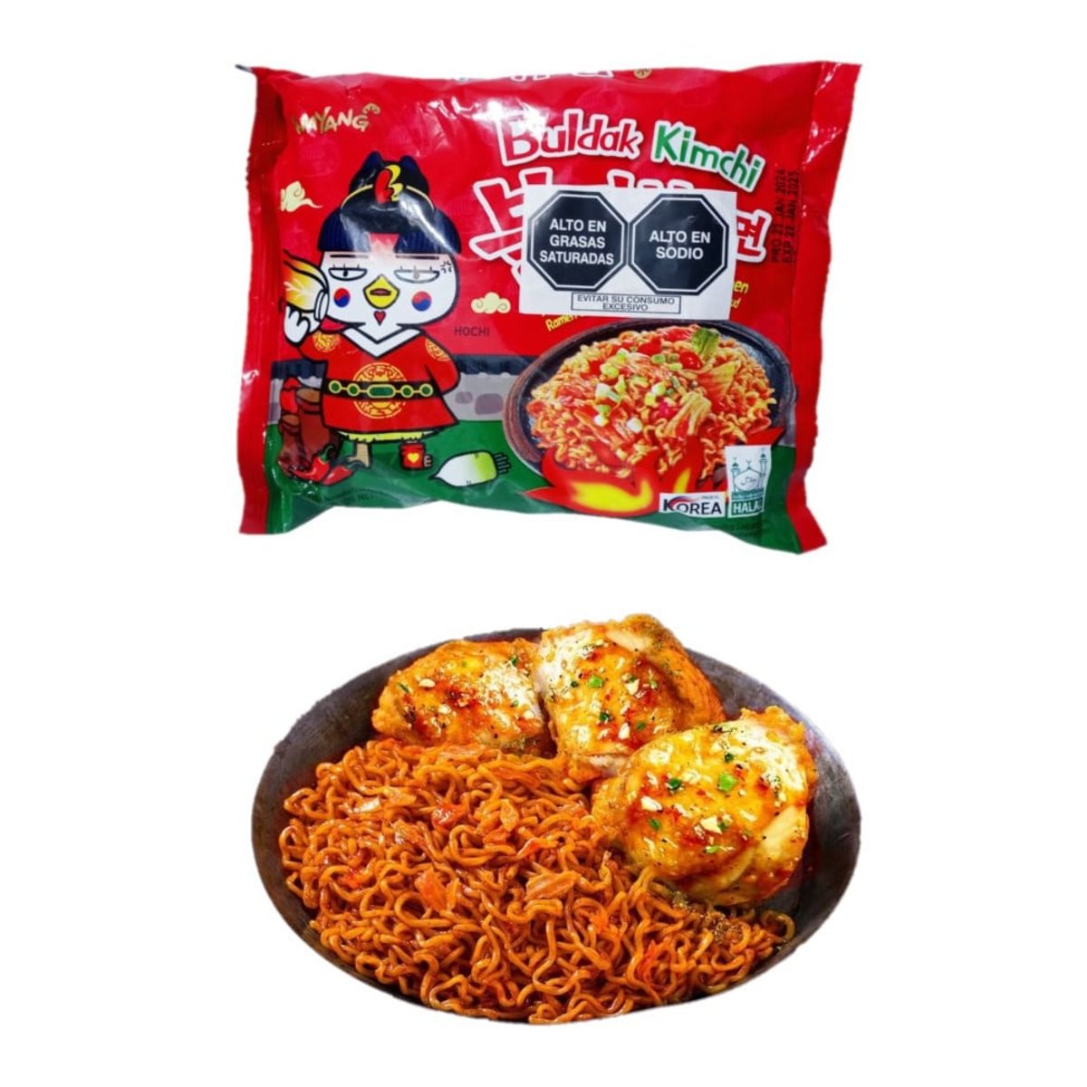 GENERICO - Pack Fideos Ramen Shin Ramyun 6u Kimchi Queso Picante
