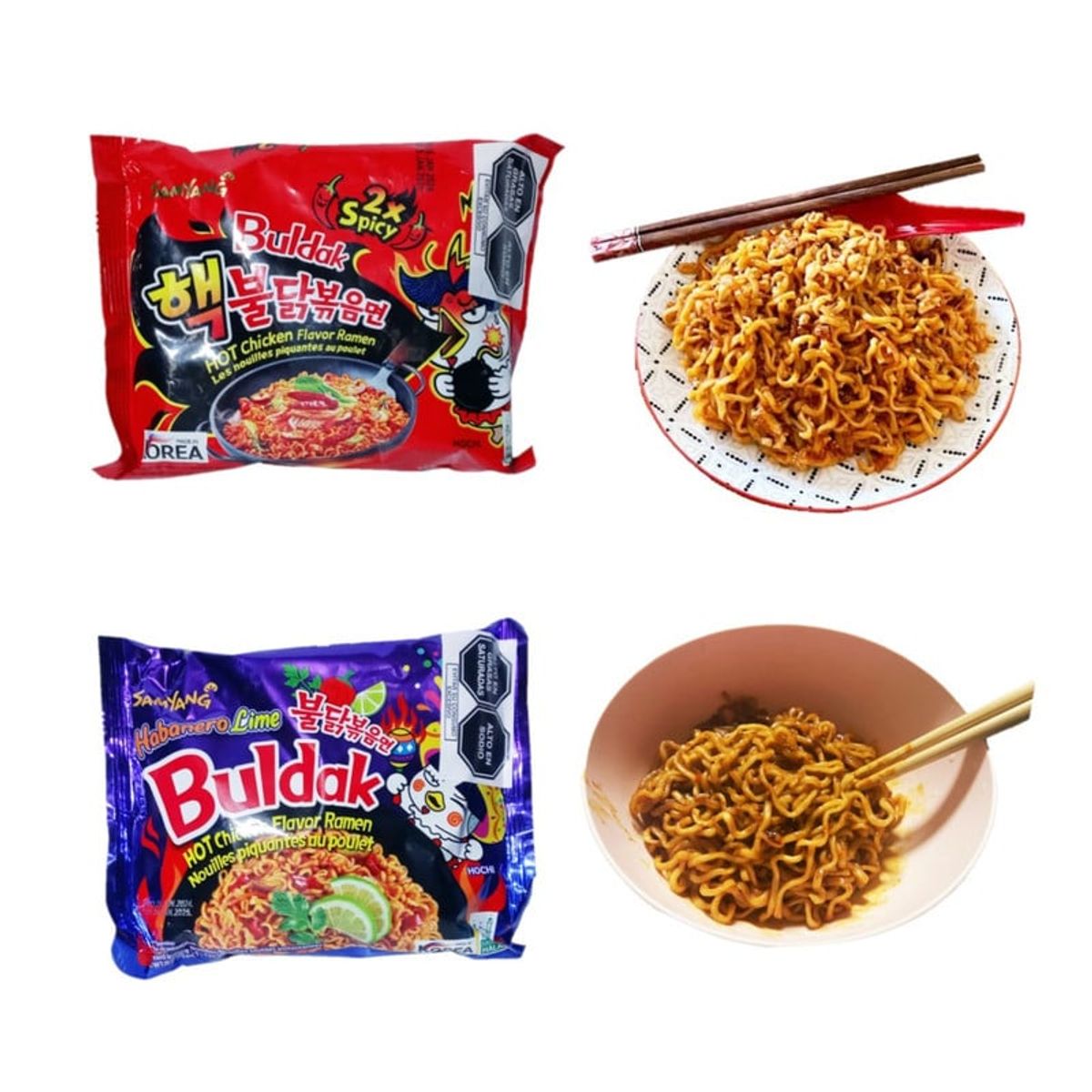 GENERICO - Pack Fideos Ramen Buldak Extra Picante 2u Habanero Spicy x2