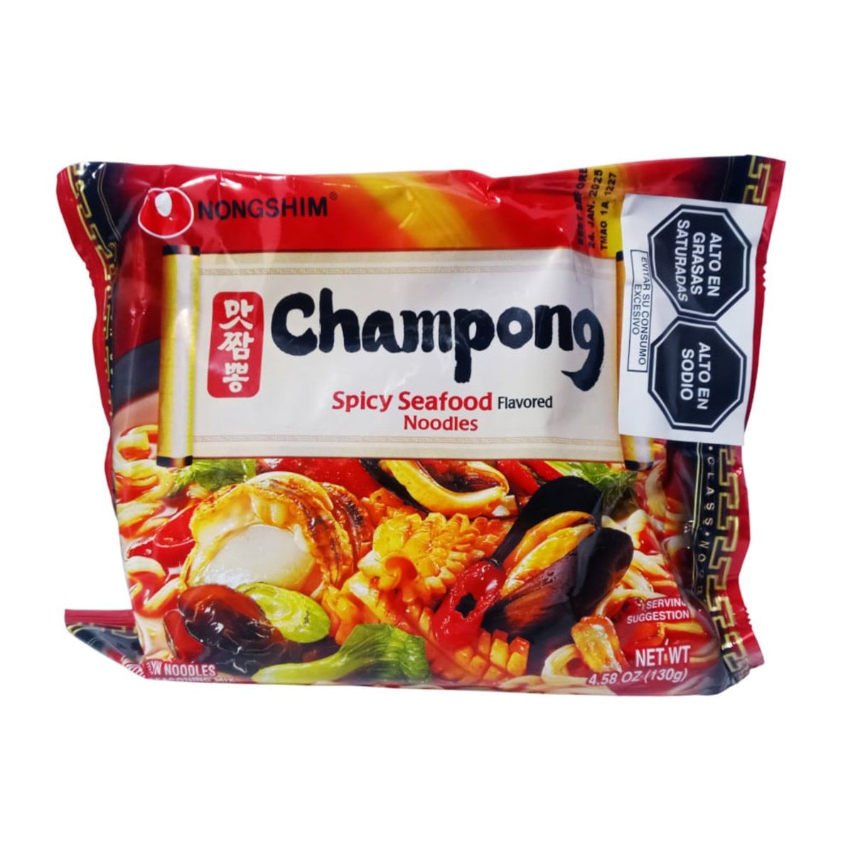 GENERICO - Pack Fideos Ramen Nong Shim 4u Kimchi Queso Picante Mariscos