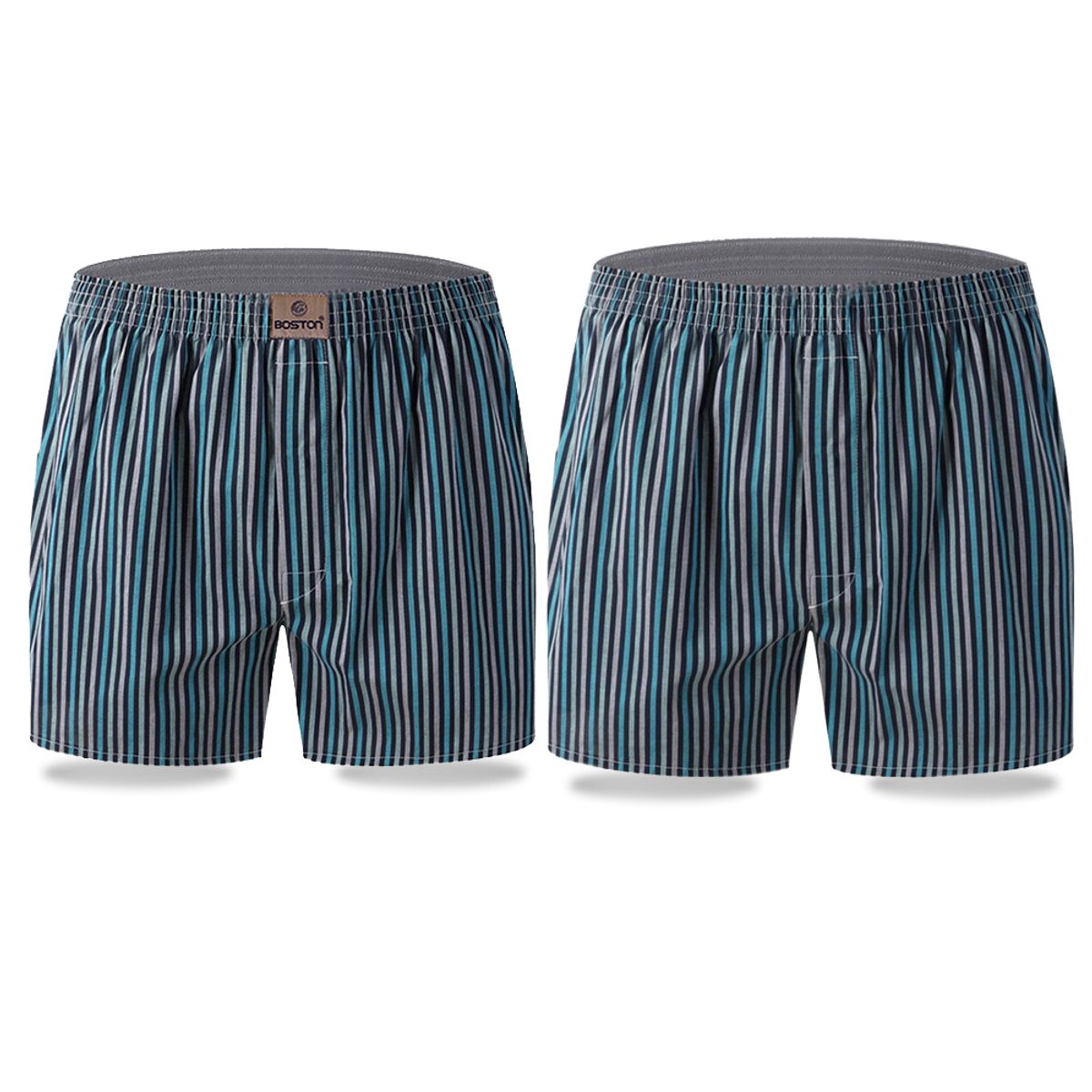 BOSTON - Pack x3 bóxer lineas + x3 polo cuello redondo blanco Boston