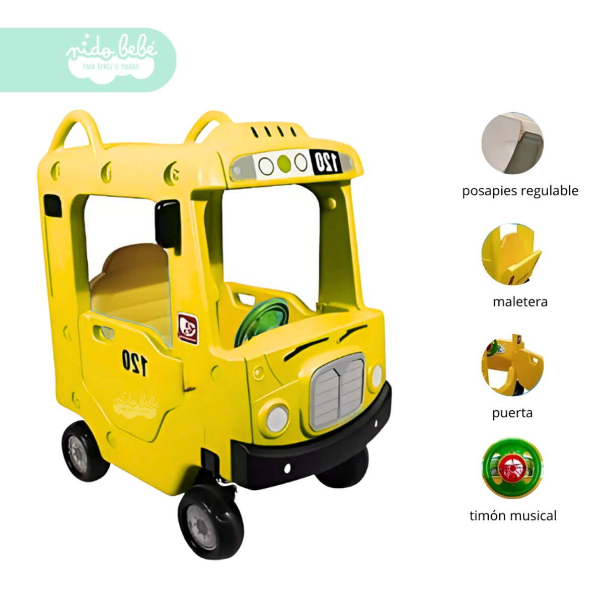 GENERICO - Carrito para niño Didáctico Autobus Amarillo