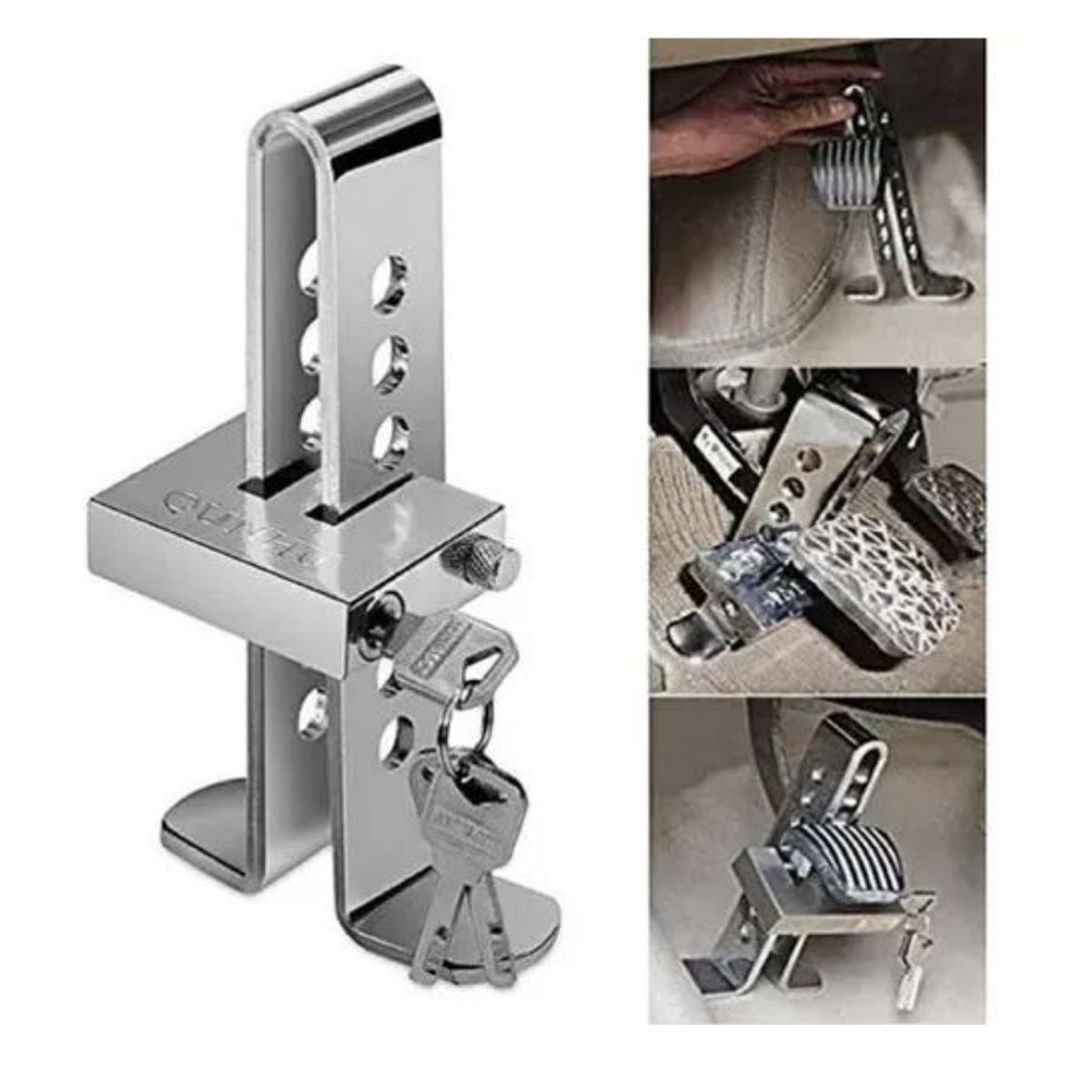 SEISA - Candado De Seguridad De Auto Bloqueo Pedal Acero Inoxidable