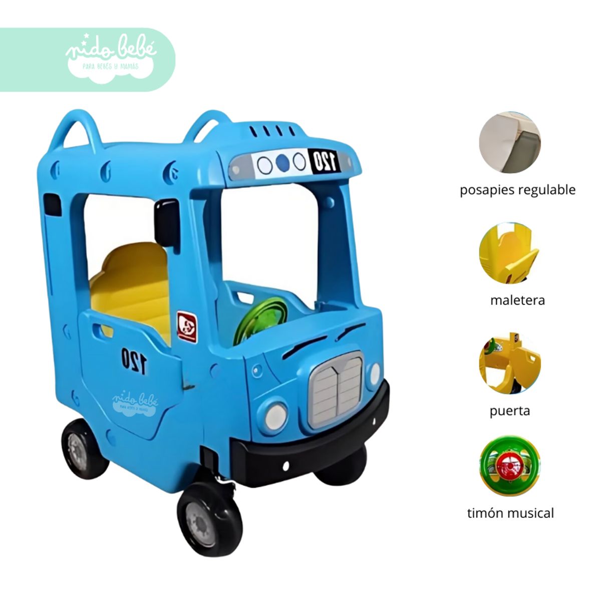 GENERICO - Carrito para niño Didáctico Autobus Azul