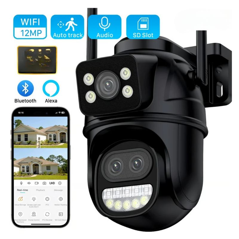 SEISA - Camara de Seguridad WIFI PTZ Doble Lente 5K con Zoom Optico 50m