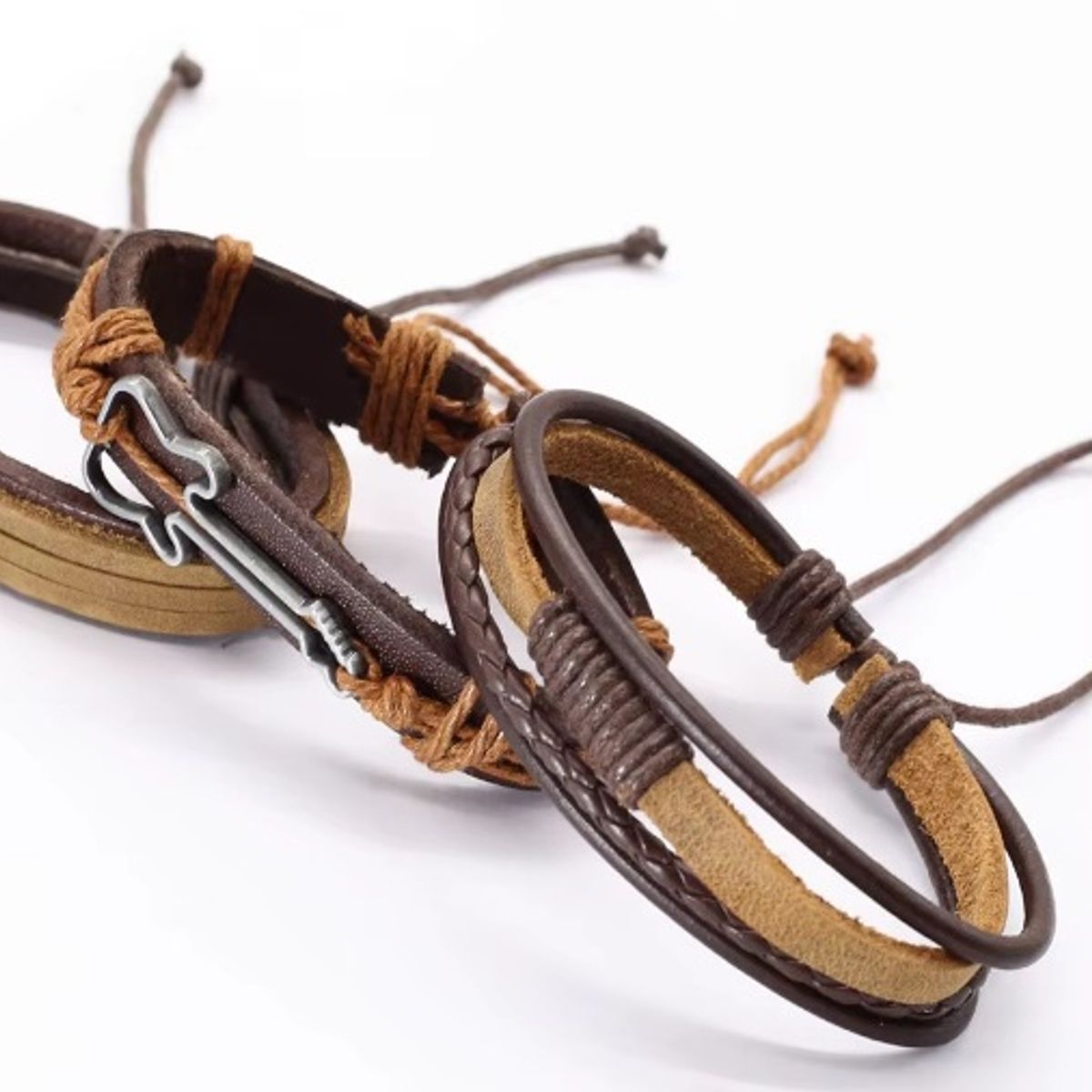 GENERICO - Pulsera Brazalete de cuero Independiente Guitarra