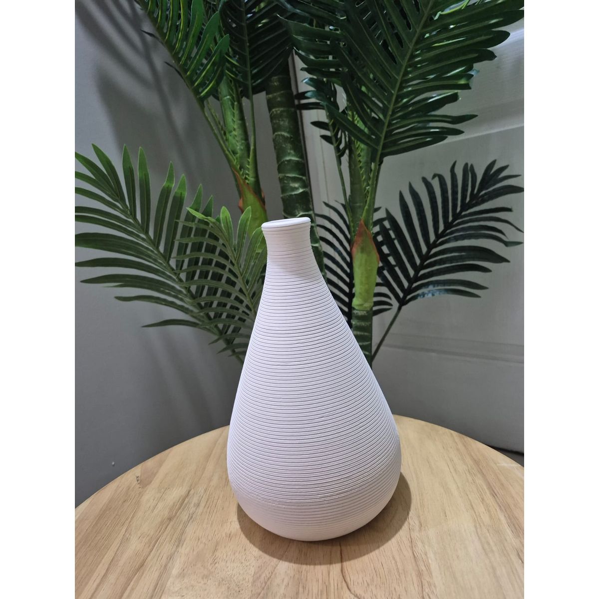 GENERICO - Jarrón de Cerámica Blanco Humo 25x16 cm