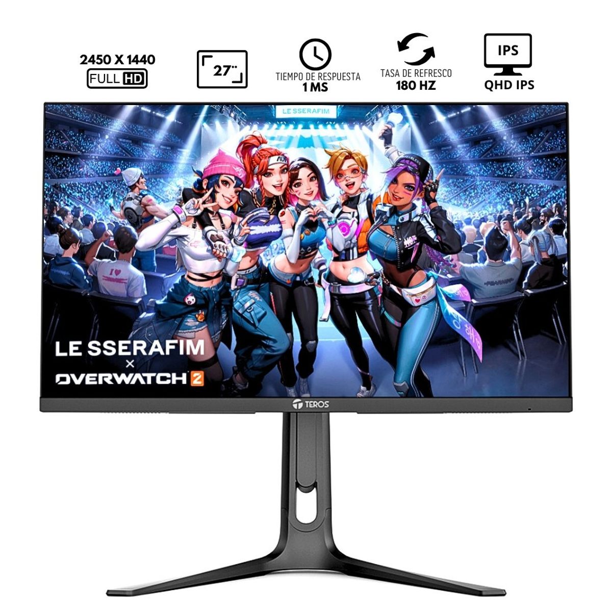 TEROS GAMING - Monitor plano TEROS TE-2753G, 27" QHD IPS, 180 Hz, 1 ms, HDMI, DP