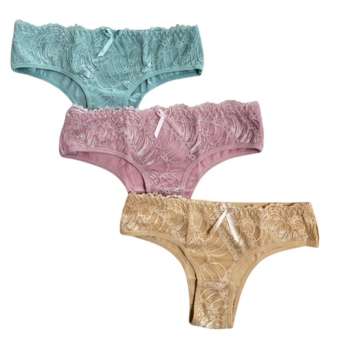 GENERICO - Pack 3 Bikini De Algodón Con Encaje