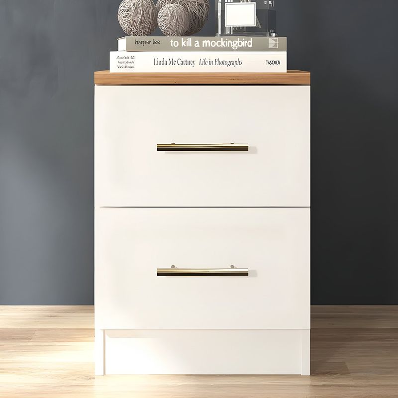 GENERICO - Velador Mesa de Noche Harmony 2 Cajones Blanco y Duna Huk