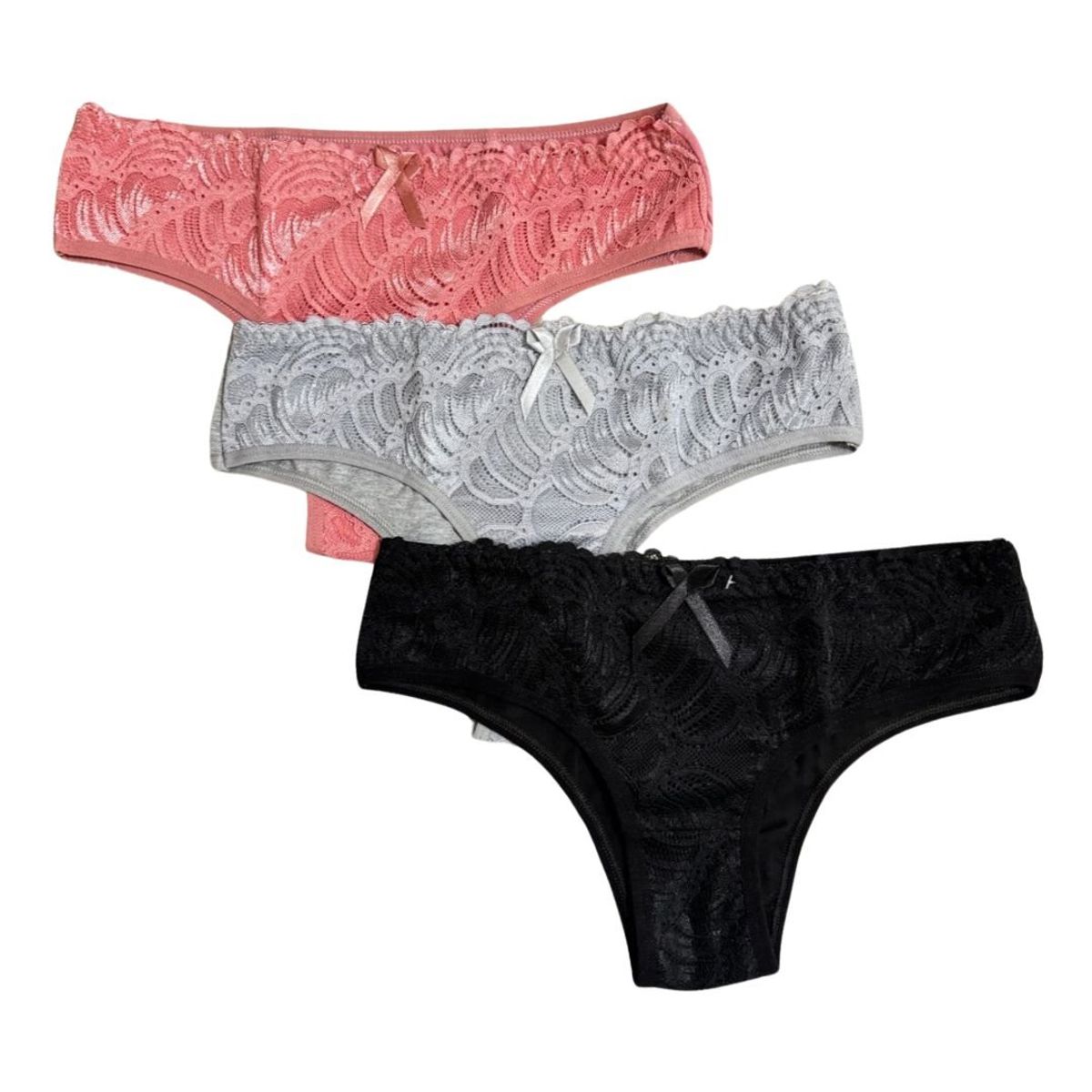 GENERICO - Pack 3 Bikini De Algodón Con Encaje