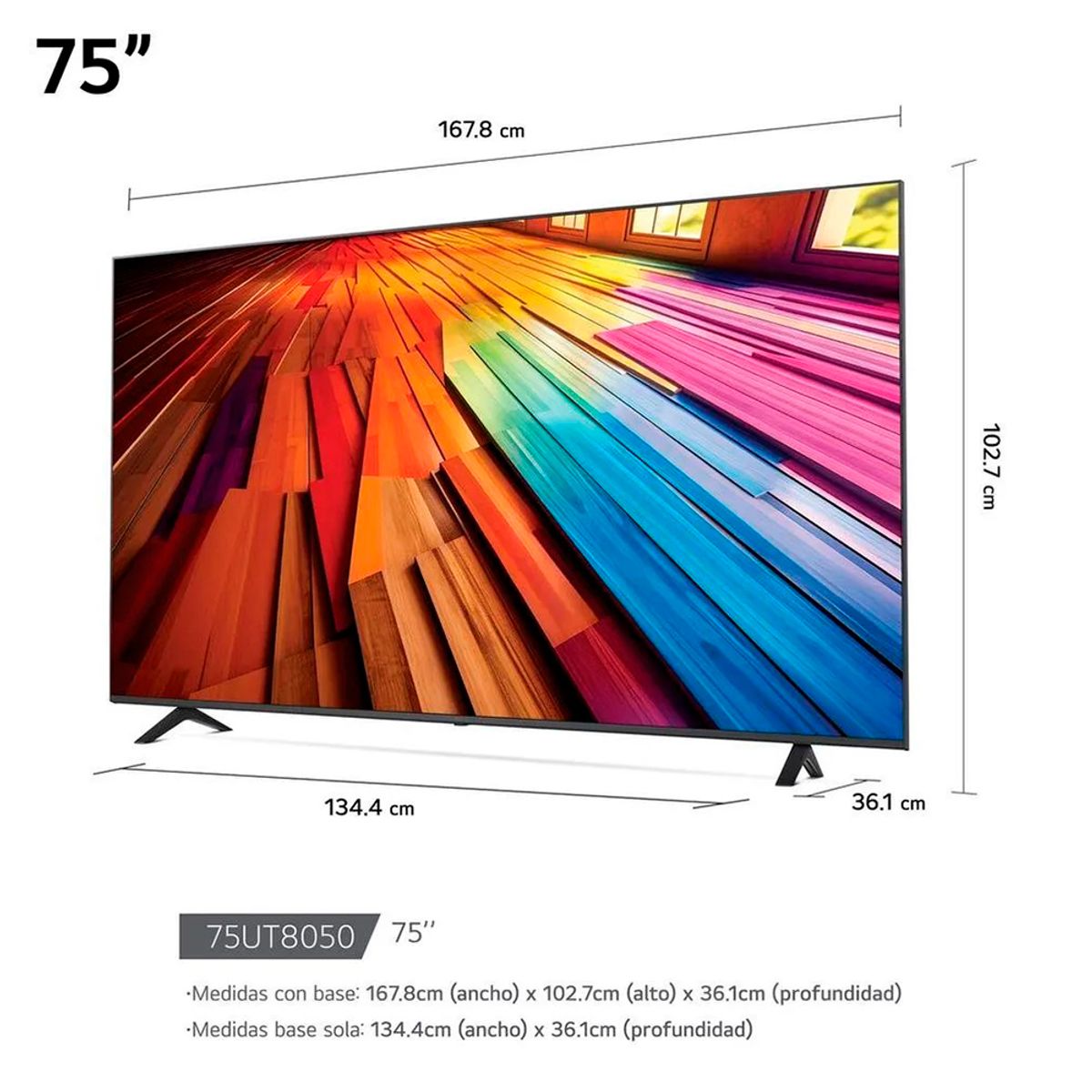 LG - Televisor LG 75 UHD 4K Smart AI ThinQ 75UT8050PSB Magic Remoto Nuevo Modelo - Negro