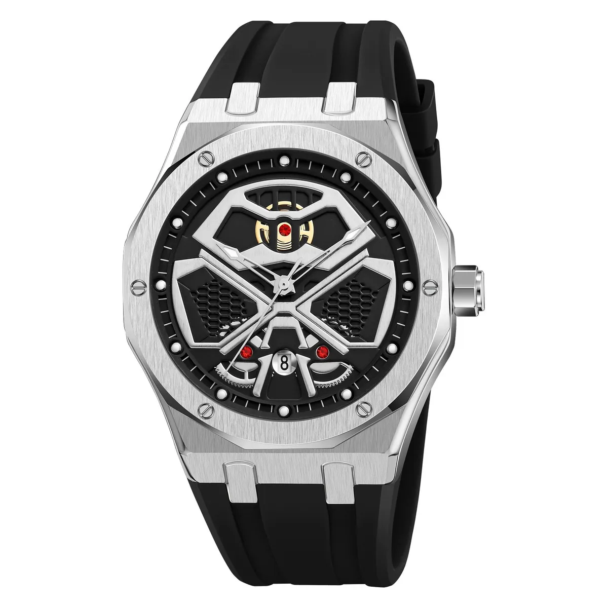 SKMEI - Reloj Skmei 9362 NEGRO con detalles plata analógo
