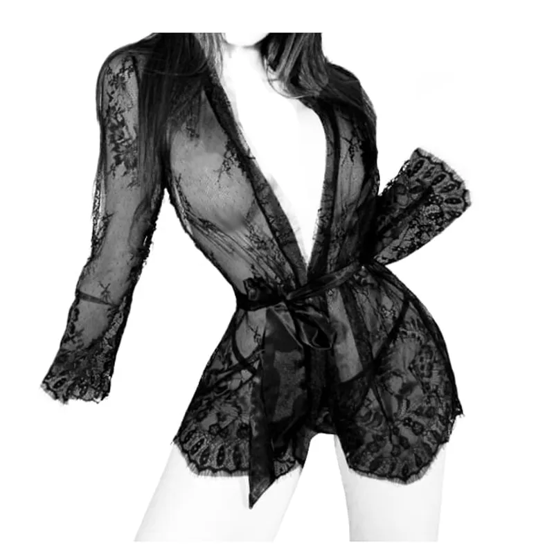 GENERICO - Bata Angelina con encaje lencería