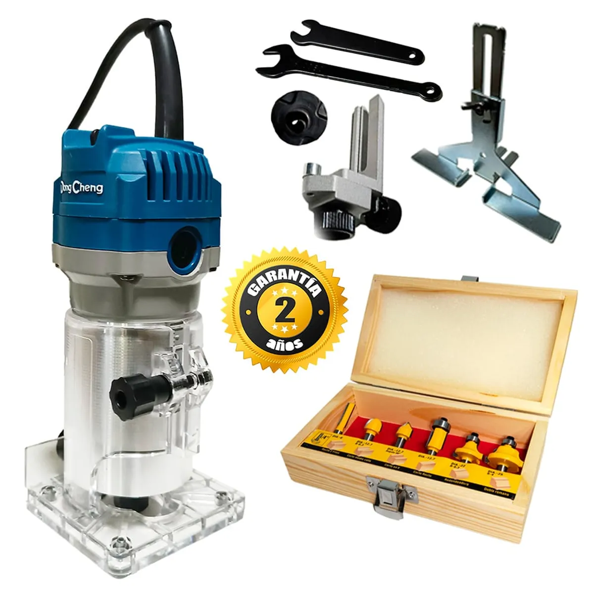 DONGCHENG - Ruteadora Fresadora Tupi de Mano 1/4″ Dongcheng DMP04-6 550W + 6 Pzas