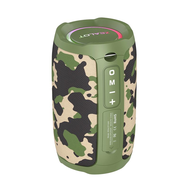 ZEALOT - Parlante Inalámbrico Zealot S49 Resistente al Agua 10W Camuflaje