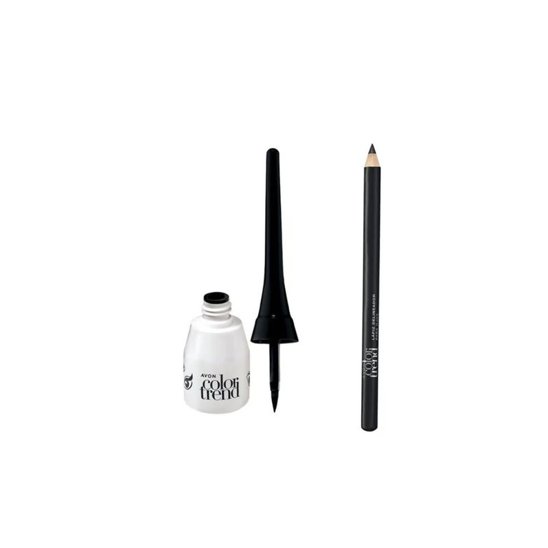 AVON - Delineador Líquido Ojos Negro Mate Color Trend + lapiz negro