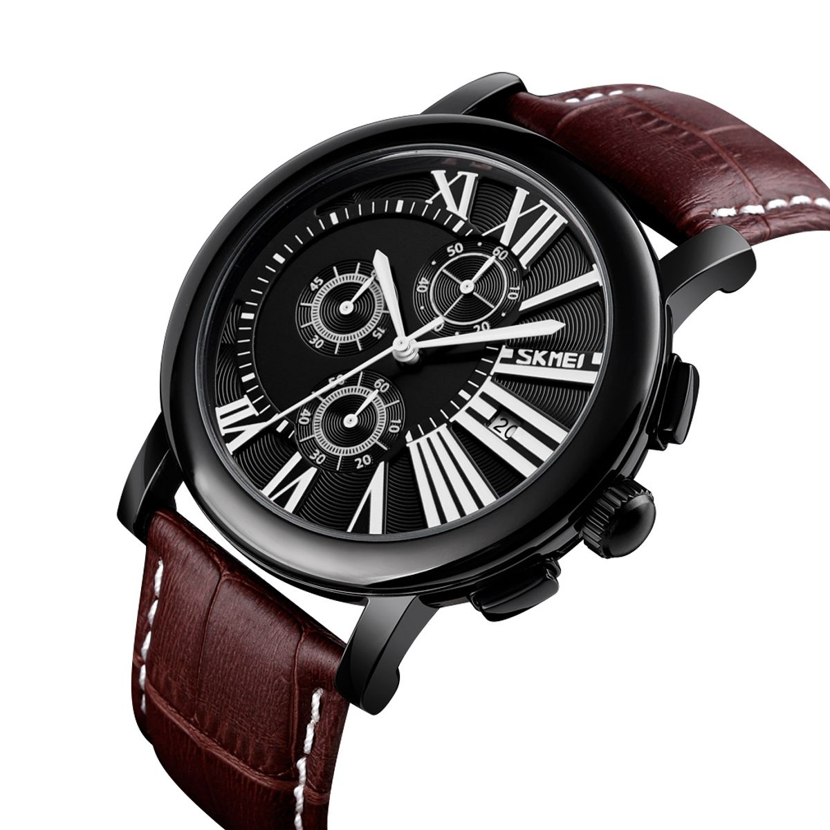 SKMEI - Reloj Skmei 9196 Marrón fondo negro detalles blancos Cronografo