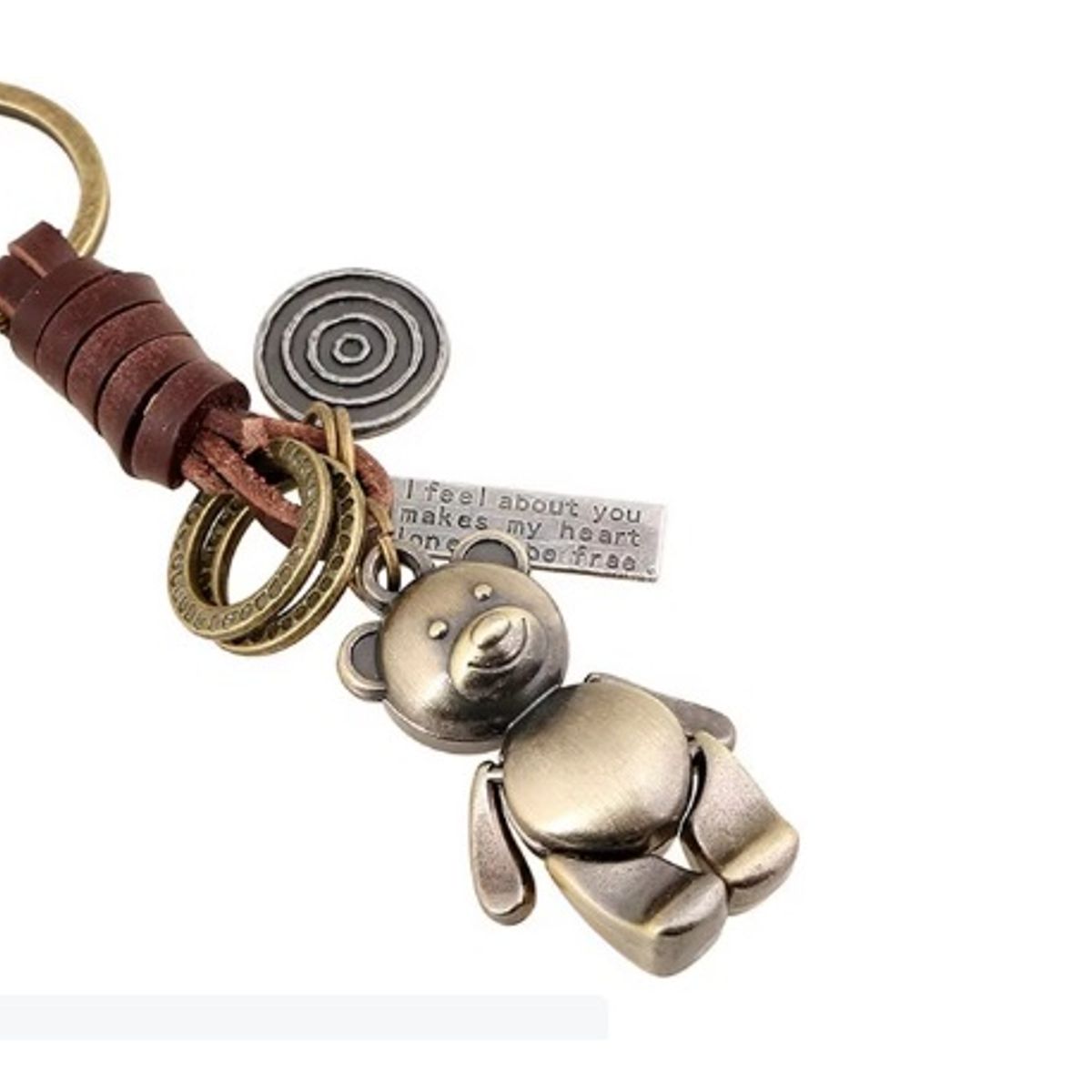 GENERICO - LLAVERO DE ALEACION Y CUERO OSO