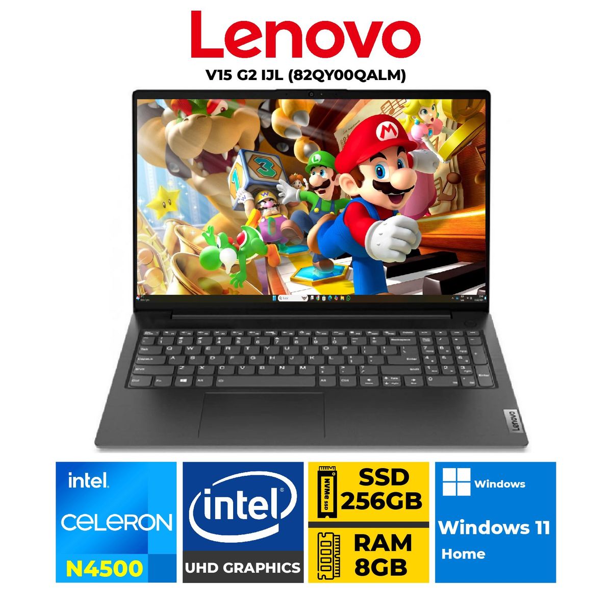 LENOVO - LAPTOP LENOVO V15 G2 IJL INTEL CELERON N4500 RAM 8GB SSD 256GB 15.6" FHD  Windows11 Home
