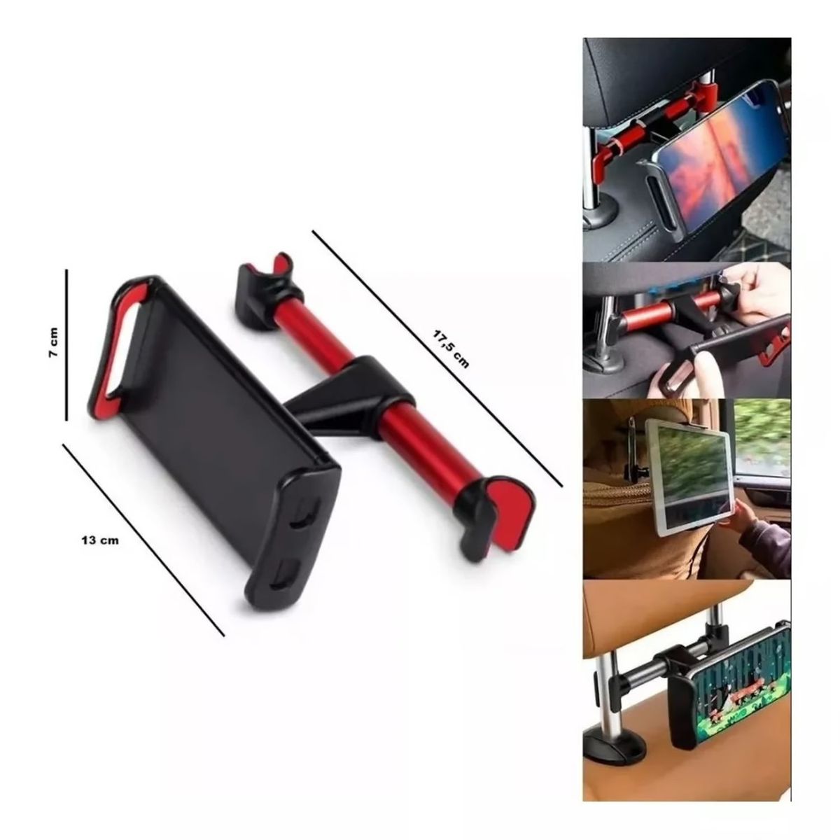 GENERICO - Soporte de tablet o celular para segunda fila del automóvil - Rojo