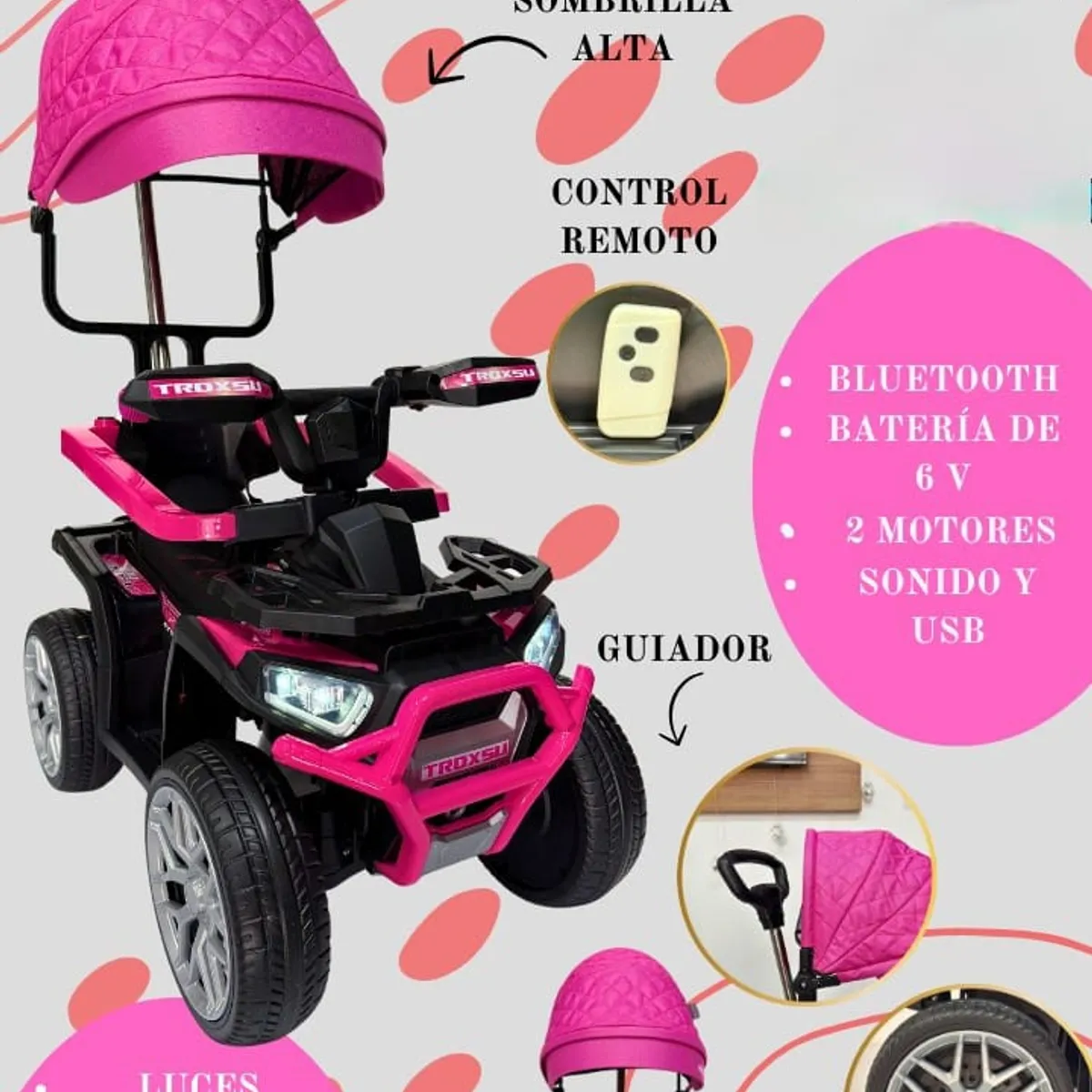 GENERICO - BUGGY TERRA A BATERÍA CON CONTROL REMOTO ROSADO