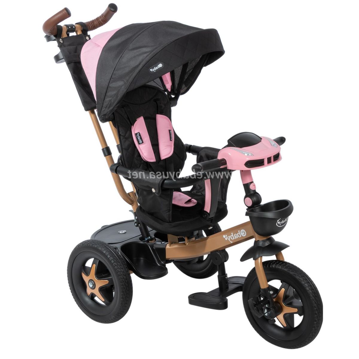 EBABY - Triciclo para niños Musical Guiador Santorini Rosado